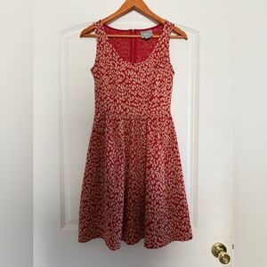 Maeve by Anthropologie Red Animal Print Fit & Flare Dress